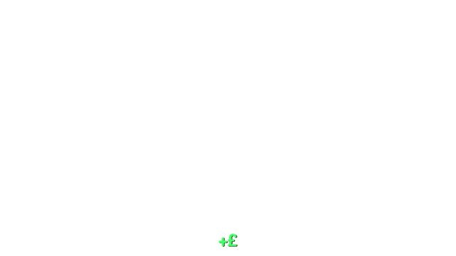 Green plus sign and pound symbol on white background. Bold shape creates visual impact for finance or growth. Ideal for business, marketing, or financial gain concepts