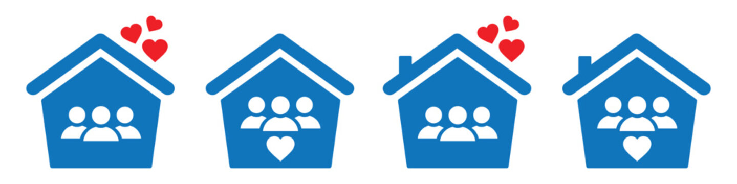 Family house building icon illustration