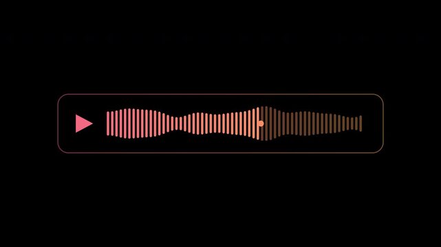 Audio message player waveform in coral amber gradient on transparent background seamless loop