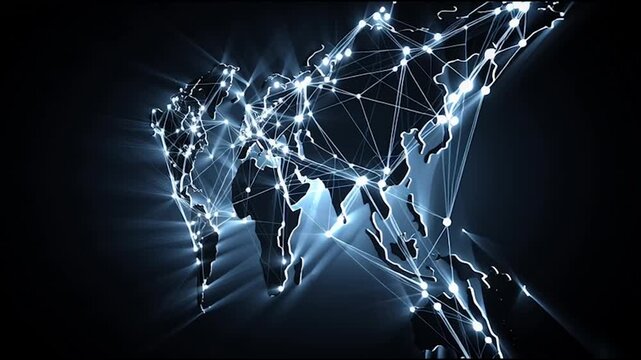abstract cloud social media innovative cyber security network, using interconnected nodes to represent business partnerships on the Smart digital Innovation city with connection network reciprocity
