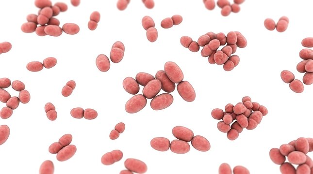 3D render of pink coccobacilli bacteria isolated on white background for medical research