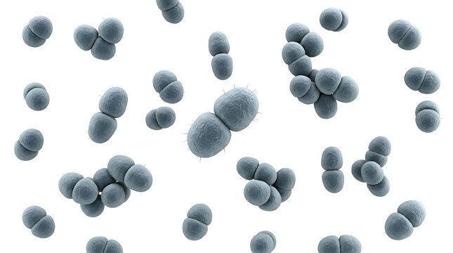 3D render of blue coccobacilli bacteria isolated on white background for microbiology science