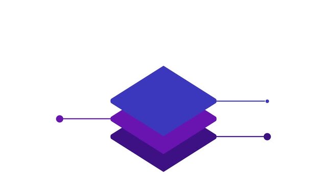 Isometric 3D Stacked Layers Infographic Diagram with Pointer Lines Animation