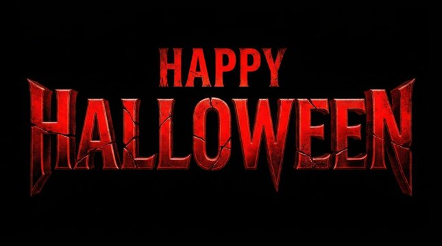 Happy halloween text with dripping blood effect on a dark background