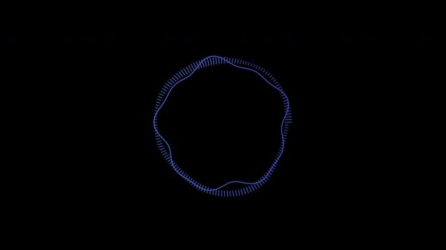 Soft ring audio waveform in cobalt blue gradient on transparent background seamless loop