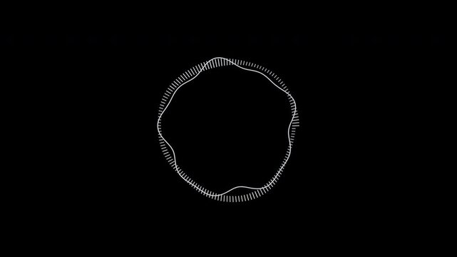 Soft ring audio waveform in pearl white gradient on transparent background seamless loop