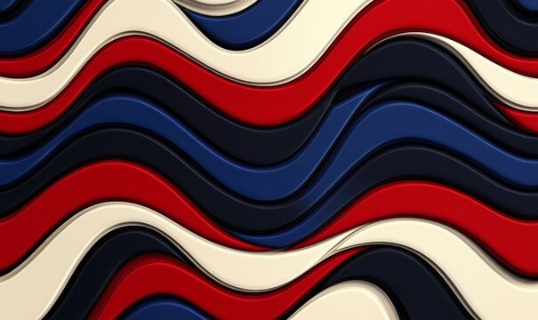 red white and blue pattern in the style of smooth curves background, Generative AI
