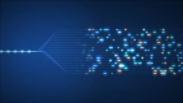 AI data network neural link data stream animation on dark background for artificial intelligence information flow big data and machine learning