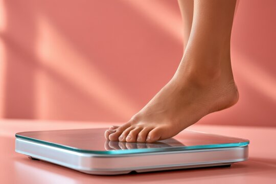Bare foot rests on a sleek digital scale