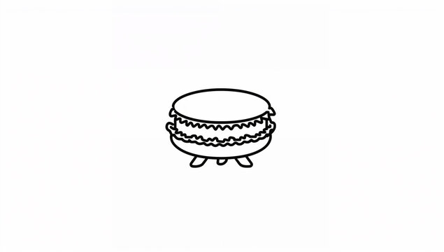 クリームを挟んだマカロンの線画アイコン