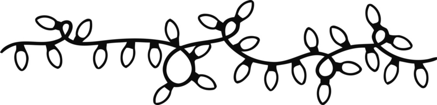 Web Tangled Christmas light string border holiday garland doodle vector