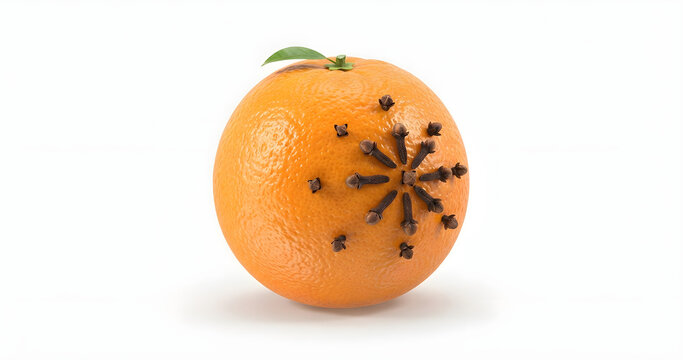 Orange Studded with Cloves in Snowflake Pattern - Traditional Christmas Pomander Decoration