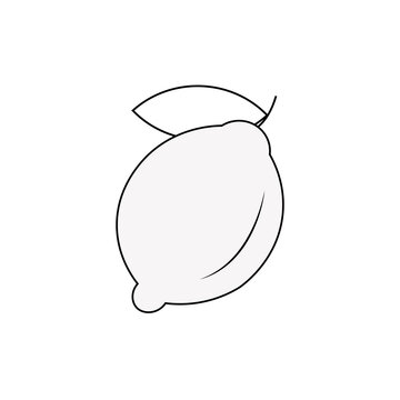 Minimalist lemon fruit icon with leaf vector line art design