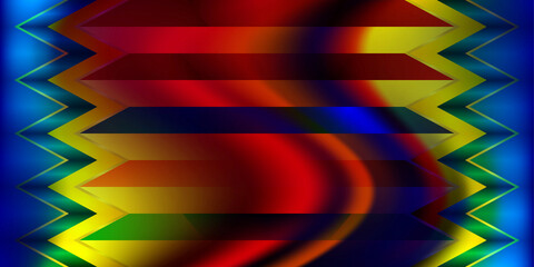 Vertical abstract chevron pattern in bold colors with a central gradient blur, offering a striking and modern visual for decorative backgrounds. © Design6300