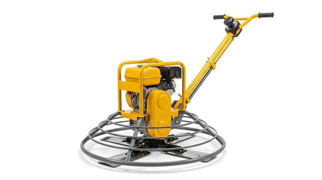Yellow Concrete Power Tacker with Ringed Guard and Long Handle