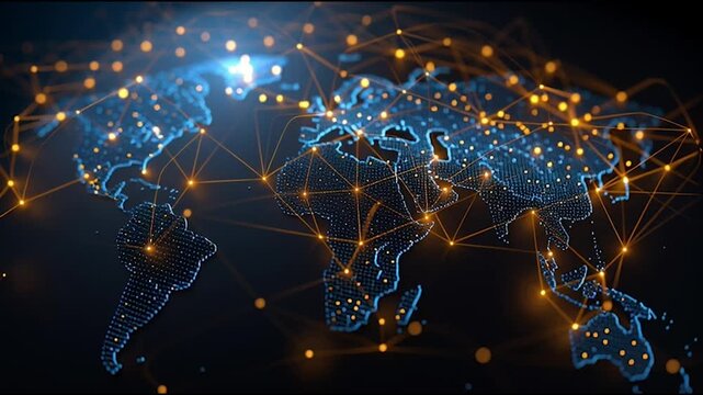 abstract cloud social media innovative cyber security network, using interconnected nodes to represent business partnerships on the Smart digital Innovation city with connection network reciprocity
