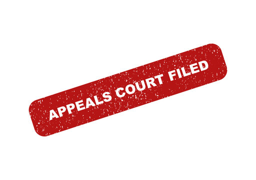 Red rubber stamp impression with the text appeals court filed