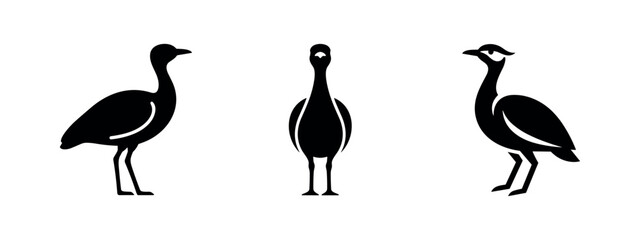 Obraz premium Stylized Bustard Bird Icons in Various Poses
