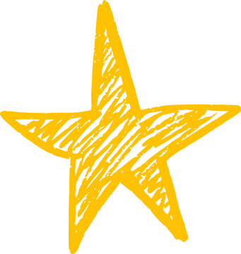 Hand-drawn star with sparkle effects. Simple doodle shapes and light elements for magical designs