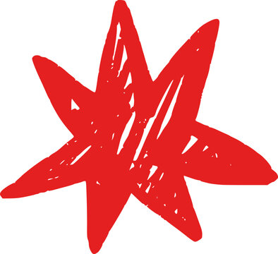 Hand-drawn star with sparkle effects. Simple doodle shapes and light elements for magical designs