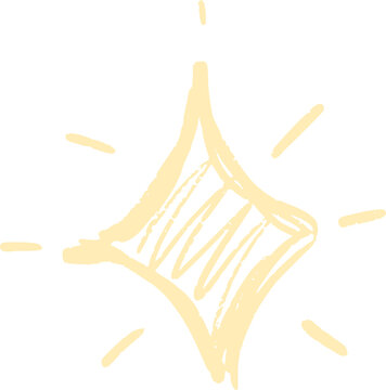 Hand-drawn star with sparkle effects. Simple doodle shapes and light elements for magical designs