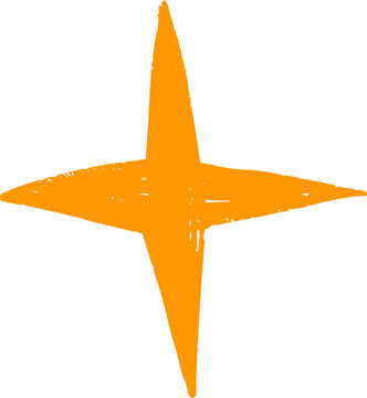 Hand-drawn star with sparkle effects. Simple doodle shapes and light elements for magical designs