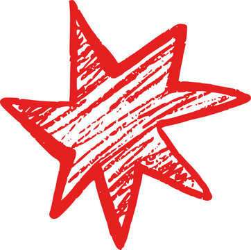 Hand-drawn star with sparkle effects. Simple doodle shapes and light elements for magical designs