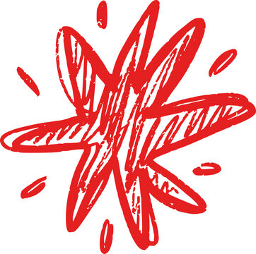 Hand-drawn star with sparkle effects. Simple doodle shapes and light elements for magical designs