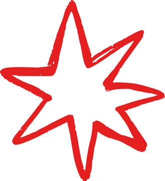 Hand-drawn star with sparkle effects. Simple doodle shapes and light elements for magical designs