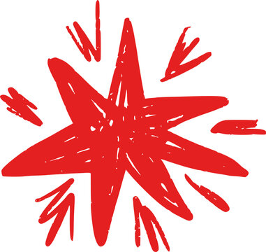 Hand-drawn star with sparkle effects. Simple doodle shapes and light elements for magical designs