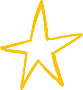 Hand-drawn star with sparkle effects. Simple doodle shapes and light elements for magical designs