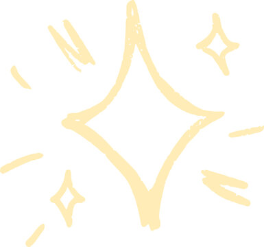 Hand-drawn star with sparkle effects. Simple doodle shapes and light elements for magical designs