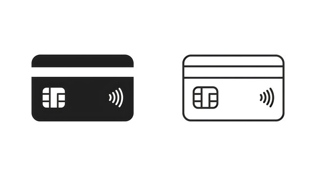 Black and white contactless payment card icons