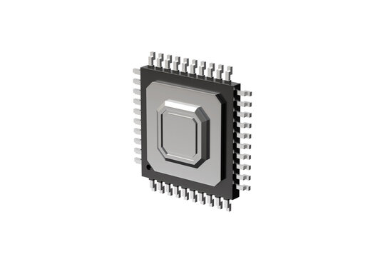 3d microchips with metal pins icon. semiconductor concept. minimal cartoon processors for computer hardware and electronics. isolated on white transparent background. 3d render.