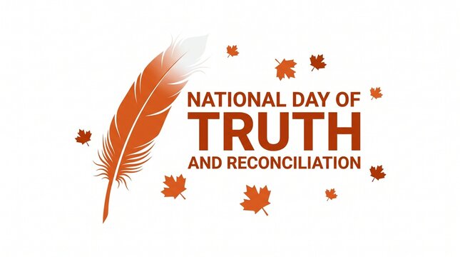 National day of truth and reconciliation feather logo with autumn leaves