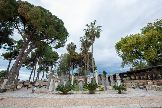 Side Ancient City. This photograph shows the ruins of ancient structures located along the route leading to other sites, such as the Side Theatre and the Temple of Apollo.