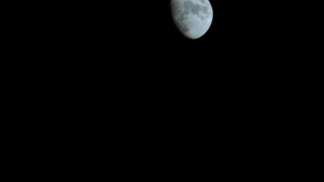 Close up shot of the moon passing through sky