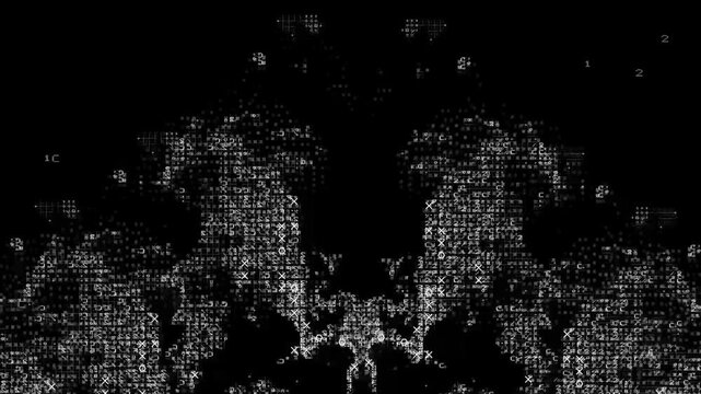 Symmetric ASCII Text fire Pattern on Black Loop