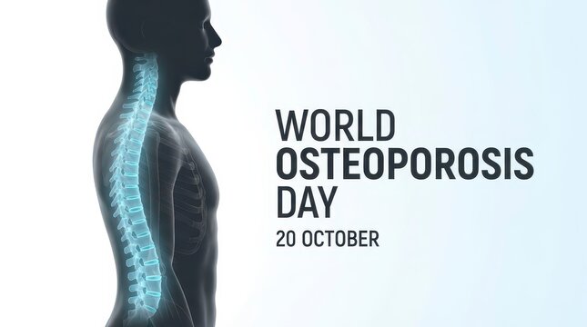 World osteoporosis day silhouette with spine highlighted
