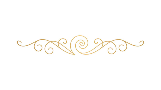 Elegant gold ornamental flourish with symmetrical scrollwork and minimalist curved line art for sophisticated wedding stationery and luxury branding designs