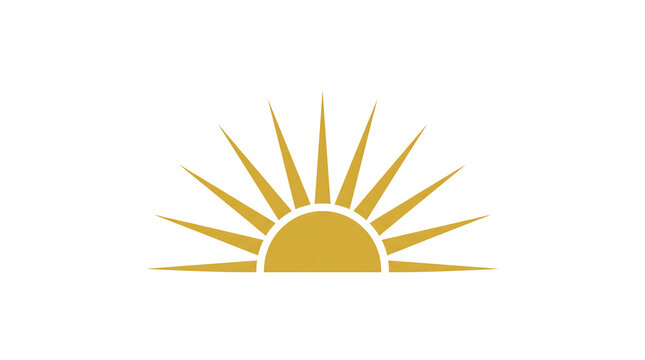 Minimalist gold sunburst semicircle icon representing energy and radiance on a plain background