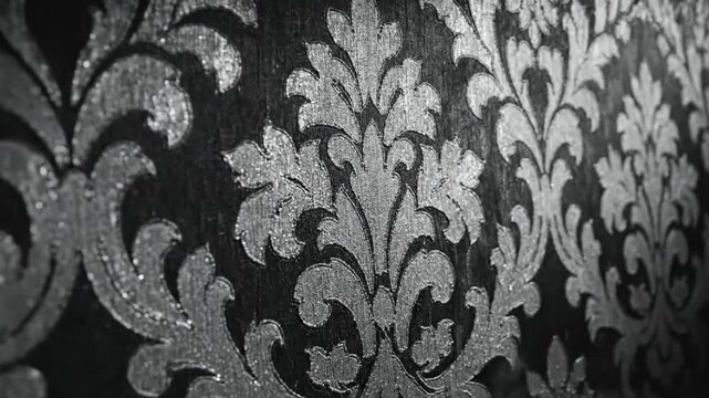 Black and silver luxury wallpaper with ornamental pattern and vapor effect for elegant background or backdrop