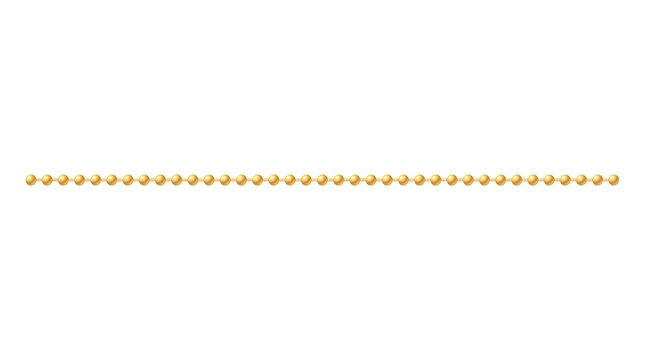 Minimalist gold bead chain design element on a plain background for luxury graphic ornamentation