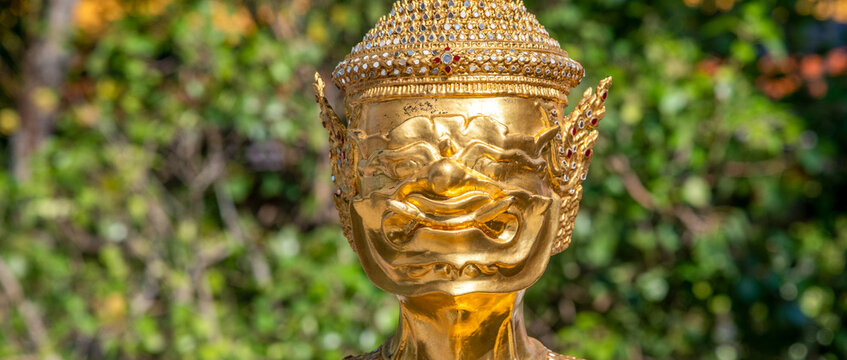 Golden Statue, Temple of Emerald Buddha, Bangkok, Thailand