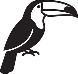Obraz premium Toucan Silhouette Vector – Tropical Bird Icon with Large Beak Illustration