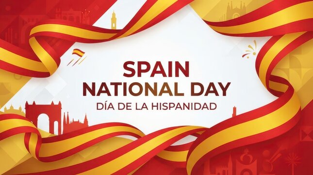 Spain national day hispanic celebration illustration