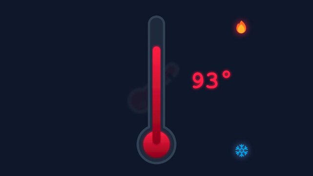 Minimalist digital thermometer icon showing seven degrees with cold and hot symbols