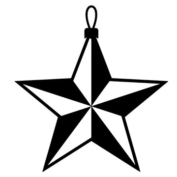 Christmas star ornament hanging decoration in black and white