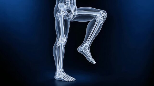 REALISTIC ADULT LEG X-RAY KNEE FLEXION MEDICAL ANATOMY VISUALIZATION