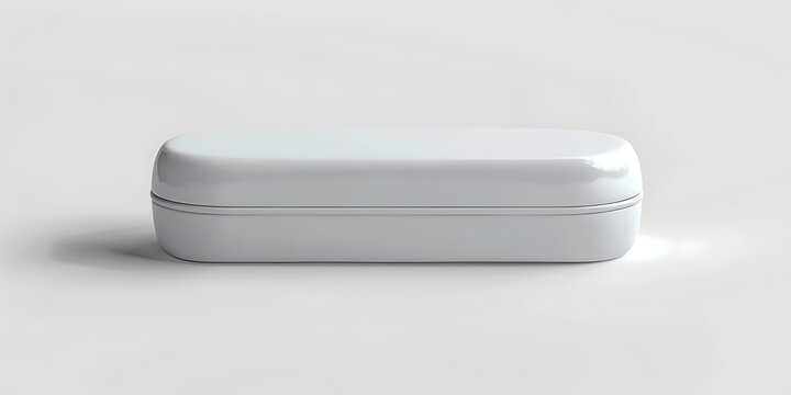White storage case with a glossy smooth texture sits under soft studio light.